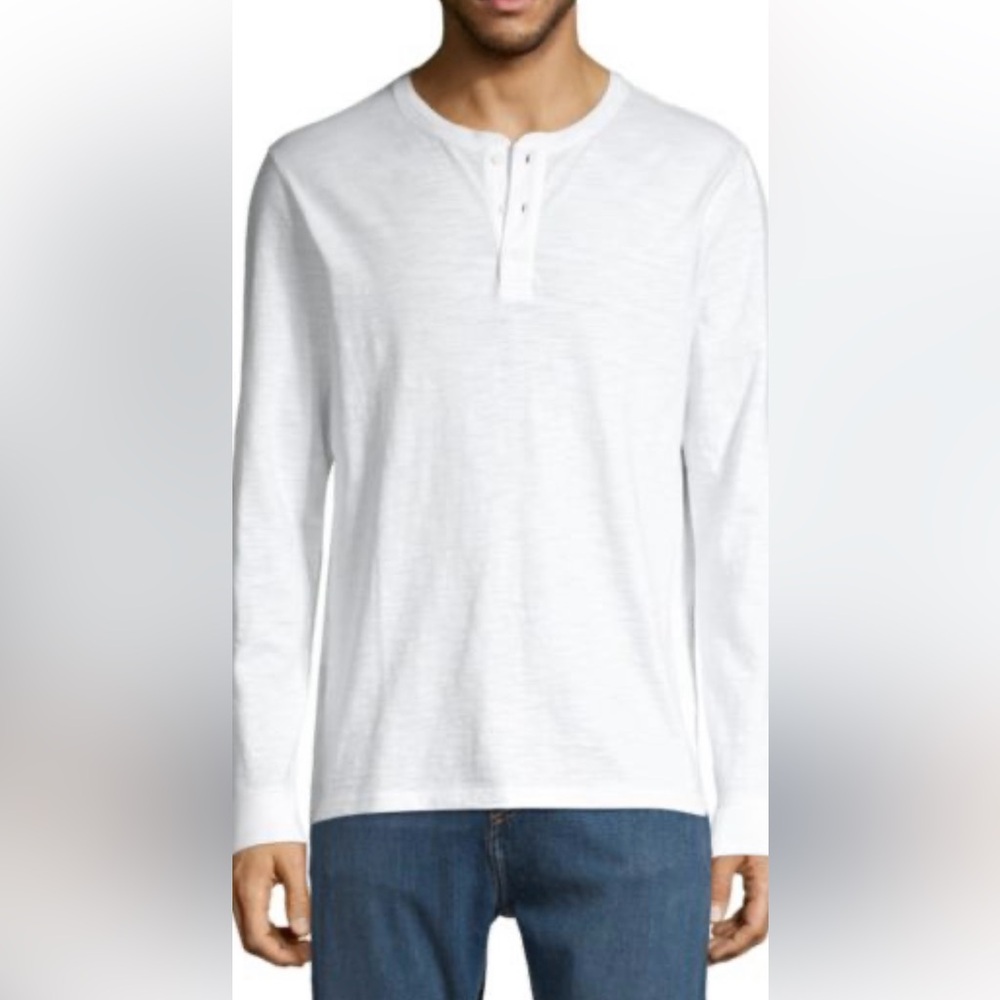 Vince Long-Sleeve White Cotton Henley - Men’s XL